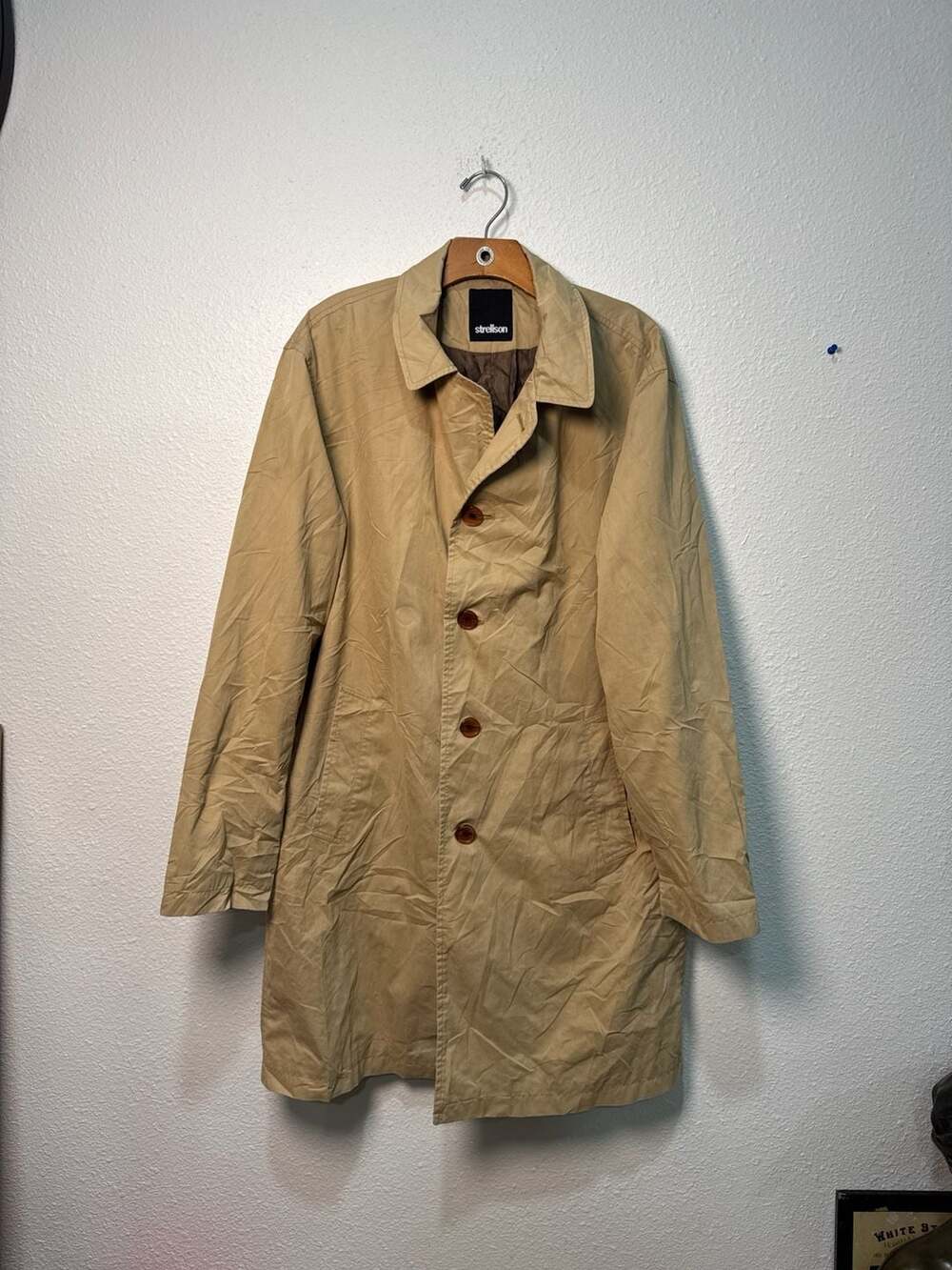 Strellson Tan Cotton Blend Trench Car Coat Size 98